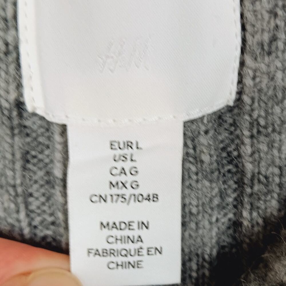H&M Rib Knit Sweater Mini Dress Gray Wool Blend Melange - Size Large - Picture 8 of 8